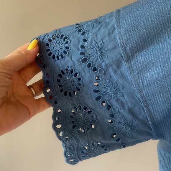 Style & Co women’s Lace trimmed relaxed fit tunic top ribbed knit dolman slv Lrg - Picture 2 of 11